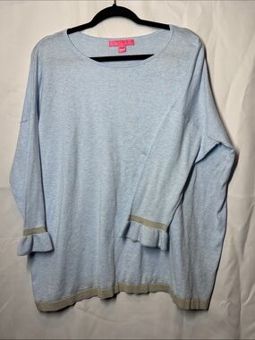 Lilly Pulitzer Light Blue Crewneck Sweater with Pink Label